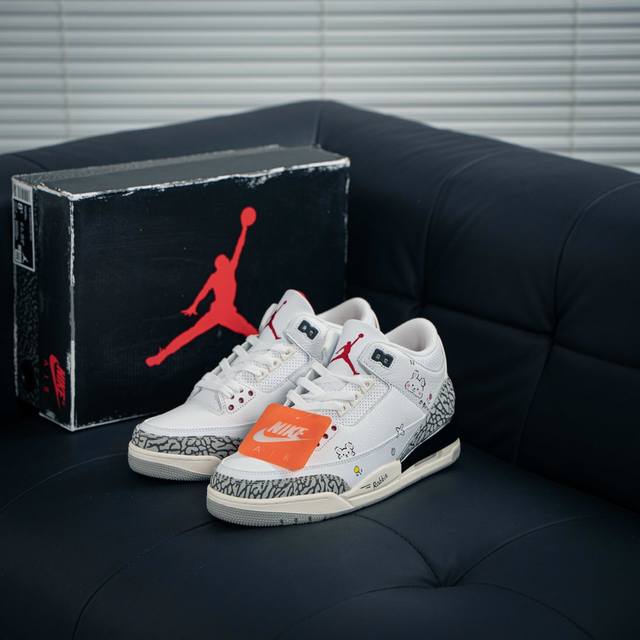 Air Jordan 3 Retro ”Hide And Sneak“ 白灰棕 Aj3 乔丹3代 Aj3 乔3 白灰棕 乔丹篮球鞋系列 该款以白色搭配灰棕细节，