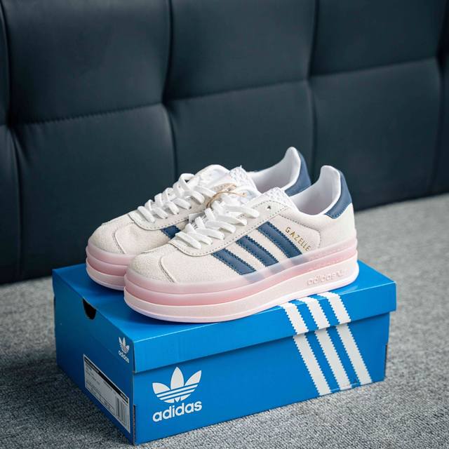 Adidas Originals Gazelle Bold 三叶草厚底休闲防滑耐磨低帮板鞋 鞋头出色设计 塑就出众贴合感 稳固的后跟贴合足部曲线设计 软弹舒适