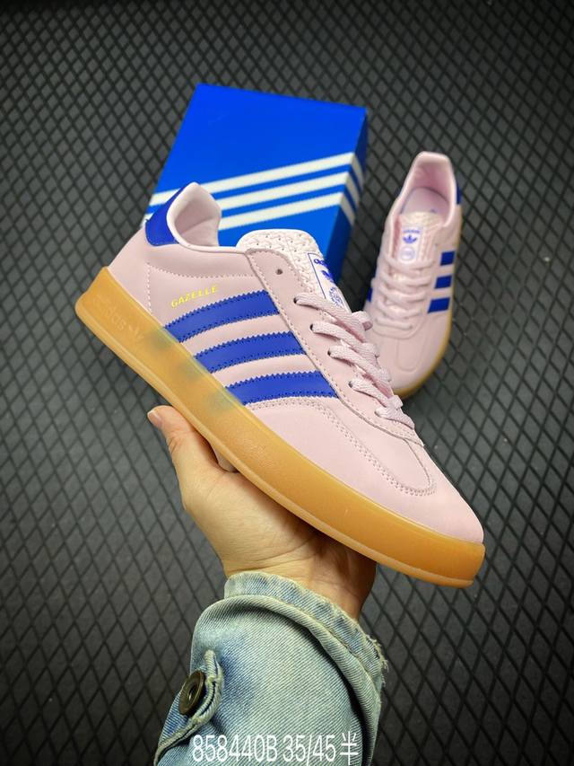 Adidas Originals Gazelle Indoor 粉蓝三叶草休闲防滑耐磨低帮板鞋 货号: Ji1371 尺码：35-45半码 编码：858440B