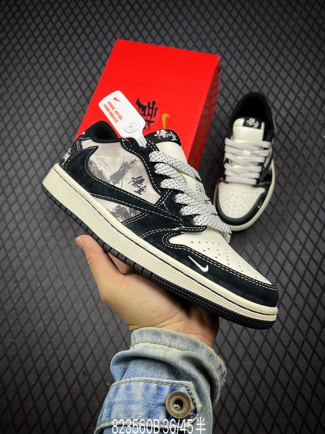 Travis Scott X Fragment Design X Air Jordan 1 Low Og Sp Aj1 乔1 斯图西联名-黑悟空 低帮文化休闲板