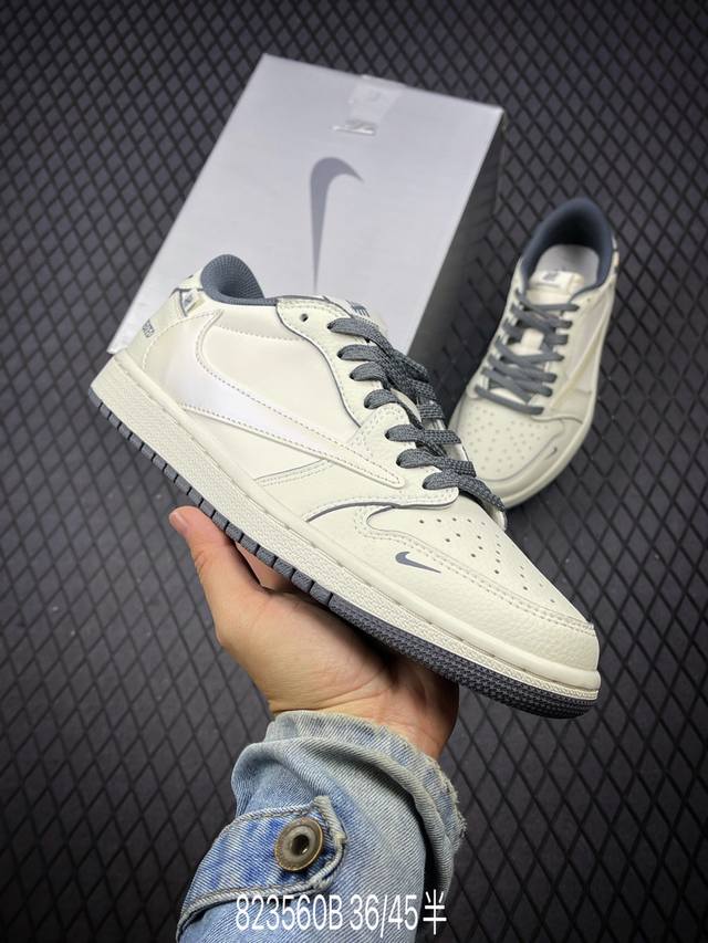 Travis Scott X Fragment Design X Air Jordan 1 Low Og Sp Aj1 乔1 Un联名-米白灰底 低帮文化休闲板