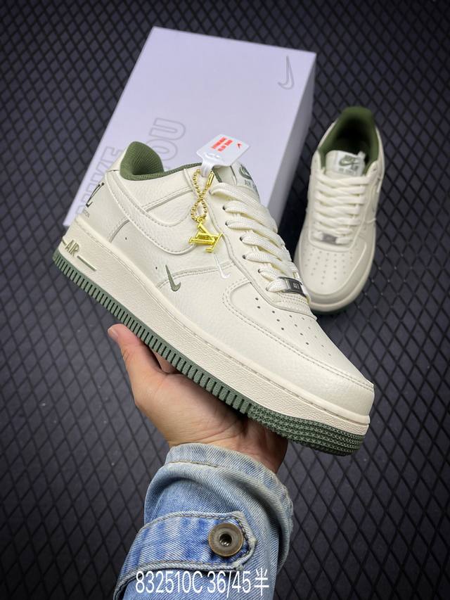 Nike Air Force 1 Low 07 X Louis Vuitton 米白绿双小钩 原楦头原纸板 打造纯正低帮空军版型 专注外贸渠道 全掌内置蜂窝气垫