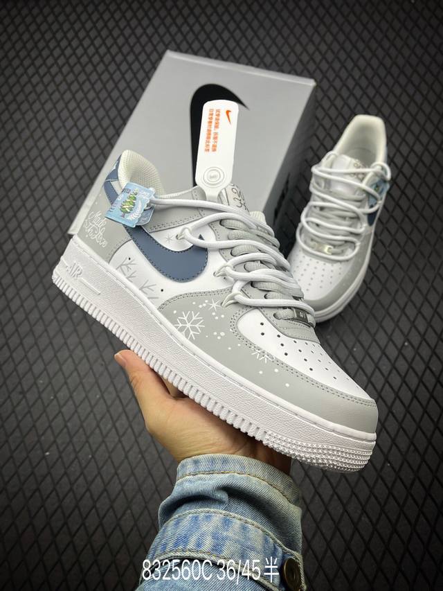 Nk Air Force 1'07 Low 冰雪奇缘喷绘 空军一号绑带低帮休闲板鞋 Zh0316-035 #定制皮料 原厂3D打印 定制鞋盒 原楦原纸板 纯正空