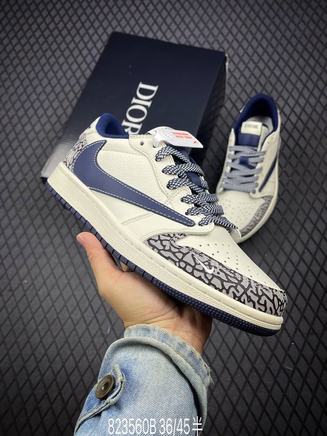 Travis Scott X Fragment Design X Air Jordan 1 Low Og Sp Aj1 乔1 迪奥联名-石头纹 低帮文化休闲板鞋