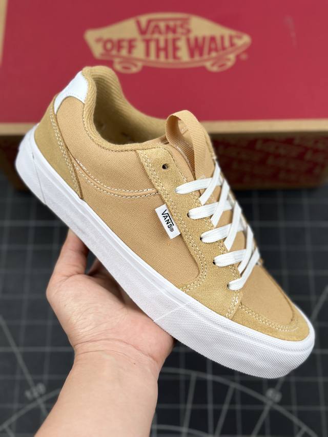 核心私 专业为滑板而生,范斯vans Knu Skool Chukka Push Skate Tone Black 推进系列低帮复古硫化休闲运动滑板板鞋“浅土黄