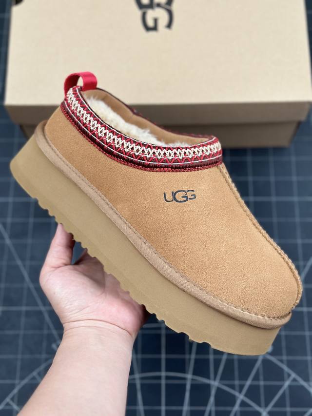 核心私 新货#Ugg 塔茨系列加厚款 穆勒风包头5Cm半拖鞋 民族风秋冬雪地靴 羊皮毛一体高品质 保暖锁热 采用tpu模压定型翻毛皮鞋面材质 内嵌人造卷曲羊毛毛