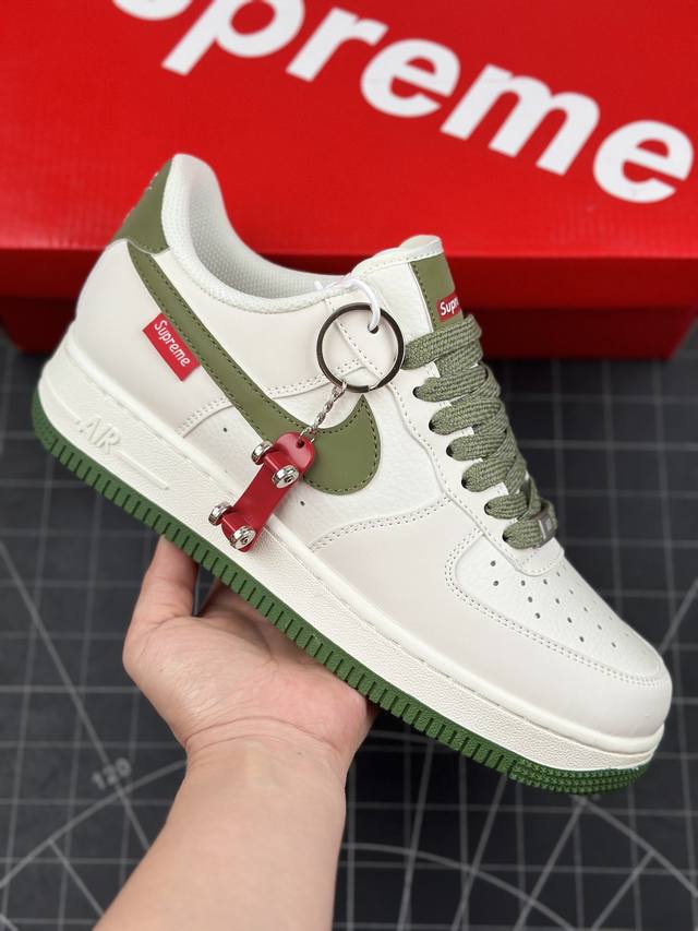 核心私 Nike Air Force 1 ‘07 Low “Supreme滑板系列 米绿” 空军一号 低帮运动休闲板鞋 折边针车 工艺难度大 原楦头原纸板 原装