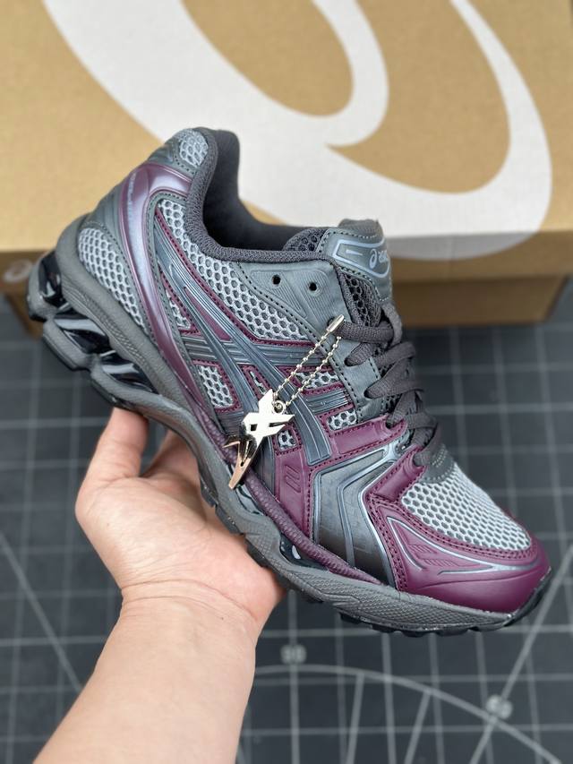 核心私 亚瑟士 Asics Gel-Kayano 14 公司级运动休闲透气专业缓震慢跑鞋 采用工程弹性双层再生网格密度鞋面材质，后跟3D可视gel缓震乳胶物料，