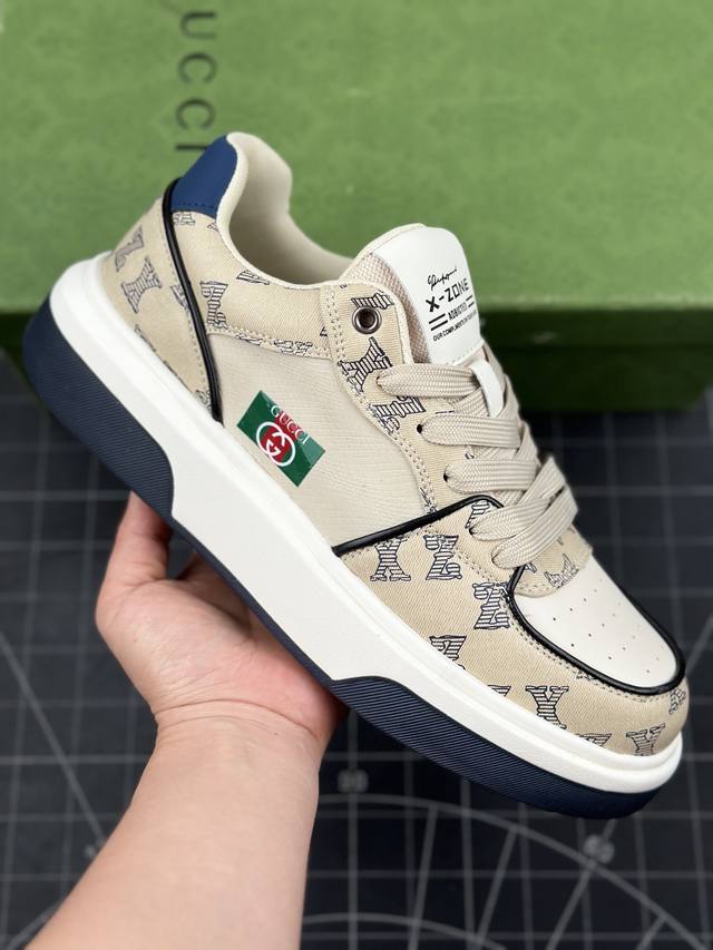 核心私 Gucci 轻奢单品 广东品质原厂 高奢古驰gucci Screener Gg High-Top Sneaker休闲潮鞋系列 意大利进口超软小牛皮+刺绣