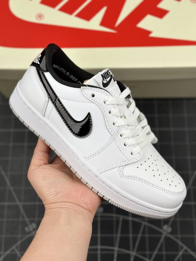 核心私 Air Jordan 1 Low 85 Metallic Black Aj1 乔1金属白黑 低帮文化休闲运动鞋 #整双鞋采用通体白色为主调，辅以金属黑色