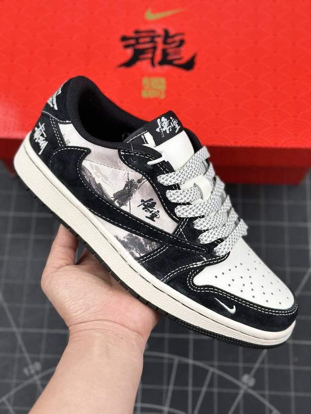 核心私 Travis Scott X Fragment Design X Air Jordan 1 Low Og Sp Aj1 乔1 斯图西联名-黑悟空 低帮文