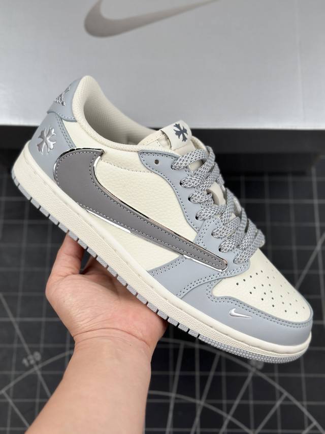 核心私 Travis Scott X Fragment Design X Air Jordan 1 Low Og Sp Aj1 乔1 克罗心联名-碧落蓝 低帮文