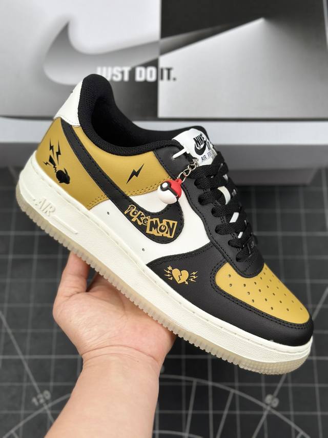 核心私 Nk Air Force 1'07 Low Pikachu 神奇宝贝 皮卡丘 白黄黑 空军一号低帮休闲板鞋 #皮卡丘是神奇宝贝 及其衍生作品中登场的宝可