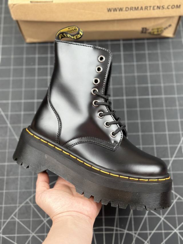 国庆福利 特价本地 核心私 新货dr.Martens 马汀博士马丁靴 1462八孔高帮拉链厚底硬皮黑色 公司规格 原材生产 原版开边珠加厚光泽牛皮 Pvc生胶减