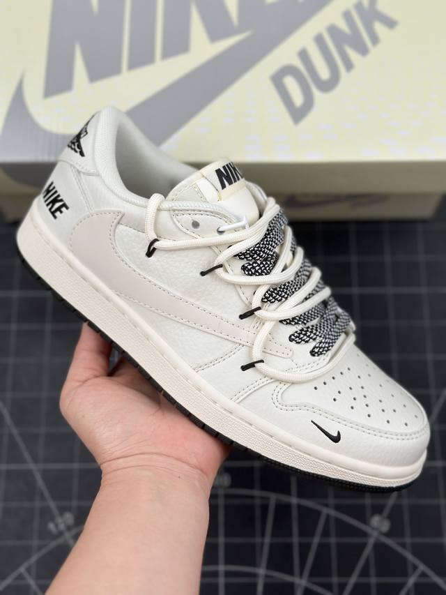 核心私 Travis Scott X Fragment Design X Air Jordan 1 Low Og Sp Aj1 乔1 黑logo抽绳 低帮文化休