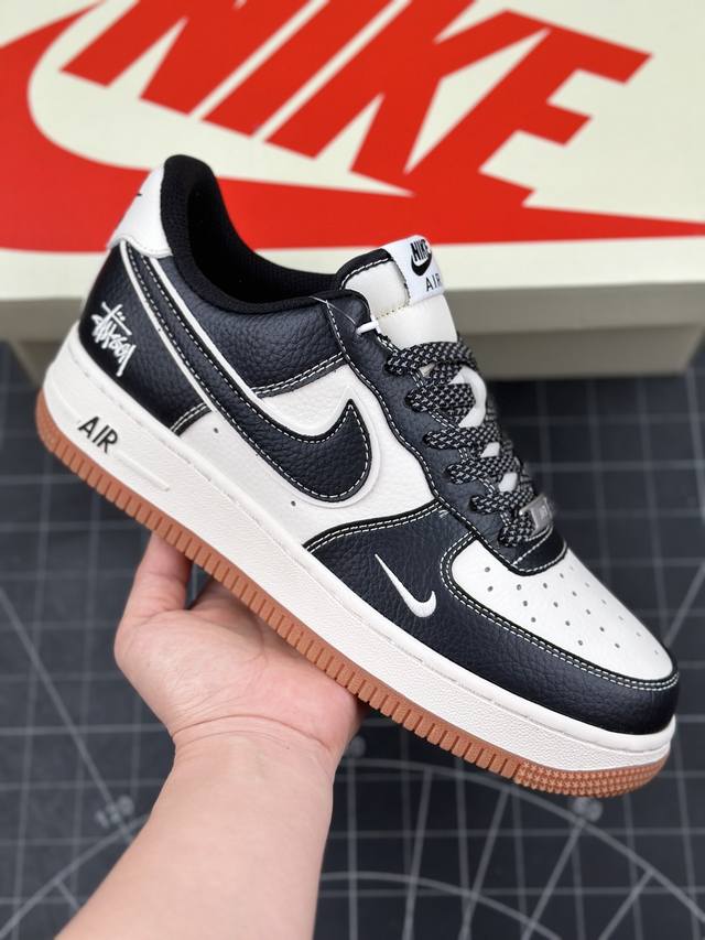 核心私 Nk Air Force 1'07 Low 斯图西联名-生胶黑马克线 空军一号低帮休闲板鞋 #原楦头原纸板 原装鞋盒 定制五金配件 内置全掌气垫 原厂鞋