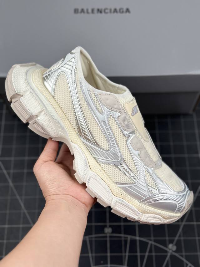 核心私 Vg版 Balenciaga 3Xl Slip On Sneakers 巴黎世家十代网布系带一脚蹬低帮走秀复古老爹鞋 全套原纸板楦头开发 最原汁原味的灵