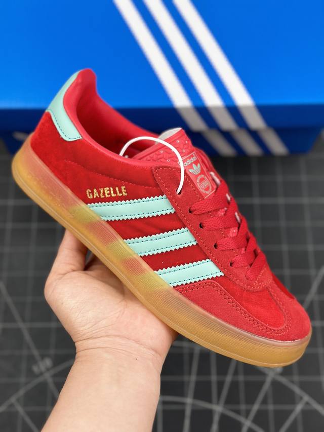 核心私 公司级adidas Originals Gazelle Indoor 三叶草休闲防滑耐磨低帮板鞋 鞋头出色设计 塑就出众贴合感 稳固的后跟贴合足部曲线设