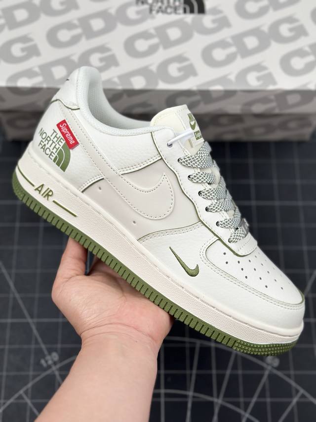 核心私 Nk Air Force 1'07 Low Supreme北面联名-米白透心绿 空军一号低帮休闲板鞋 #原楦头原纸板 原装鞋盒 定制五金配件 内置全掌气