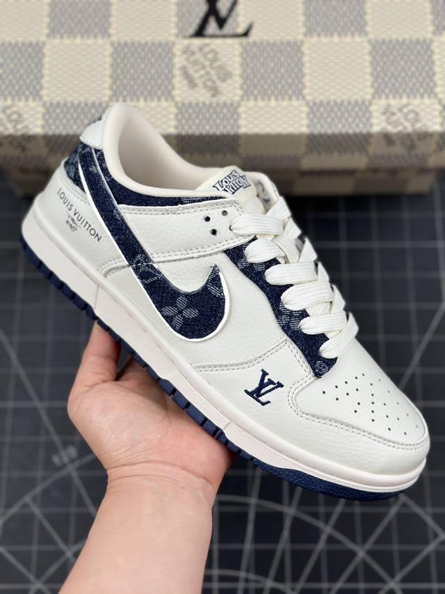 核心私 Nk Sb Dunk Low Lv联名-牛仔印花勾 周年高端定制 低帮休闲板鞋 #定制鞋盒 大厂纯原品质出货 超高清洁度 皮料切割干净无任何毛边 细节完