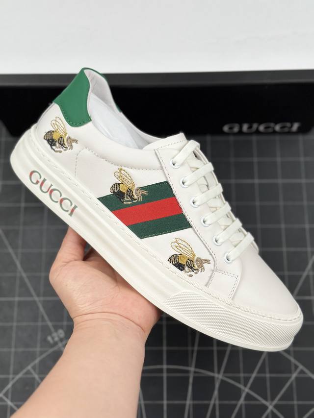 核心私 Gucci 轻奢单品 广东品质原厂 高奢古驰gucci Screener Gg High-Top Sneaker休闲潮鞋系列 意大利进口超软小牛皮+刺绣