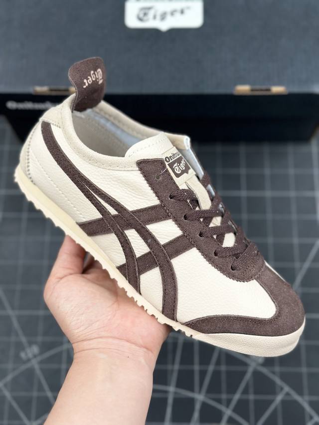 核心私 公司级onitsuka Tiger Mexico 66 Vin 鬼冢虎 低帮减震支撑低邦运动休闲鞋 这款鞋由皮革制成，具有鞋跟交叉加固设计，可提供更高的