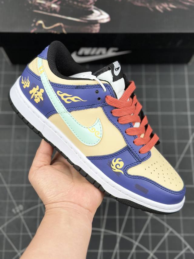 核心私 公司级耐克 Nike Dunk Low黑悟空 黄紫浅绿白 运动鞋复古解构绑带板鞋 作为 80 年代经典篮球鞋款，起初专为硬木球场打造，后来成为席卷街头的