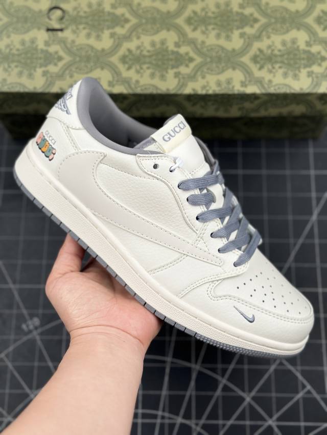 核心私 Travis Scott X Fragment Design X Air Jordan 1 Low Og Sp Aj1 乔1 古驰联名-3M米灰 低帮文