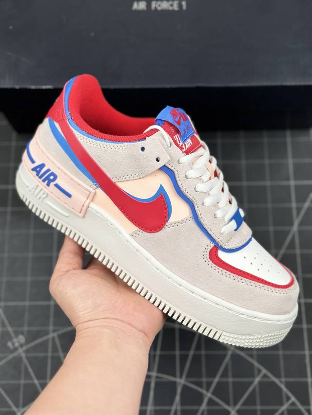 核心私 耐克 W Nike Air Force 1 Shadow 全新少女系解构主义设计 马卡龙空军一号轻量增高低帮百搭板鞋 #双层轻量eva发泡中底+防滑rb