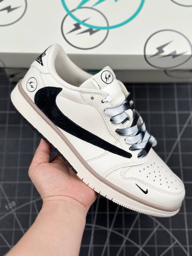 核心私 Travis Scott X Fragment Design X Air Jordan 1 Low Og Sp Aj1 乔1 闪电联名-米黑双拼底 低帮