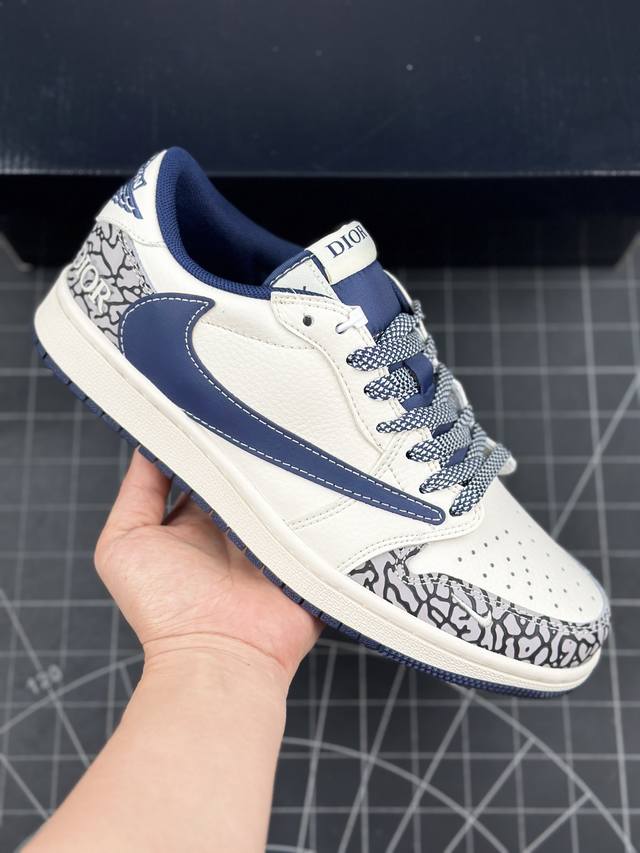 核心私 Travis Scott X Fragment Design X Air Jordan 1 Low Og Sp Aj1 乔1 迪奥联名-石头纹 低帮文化