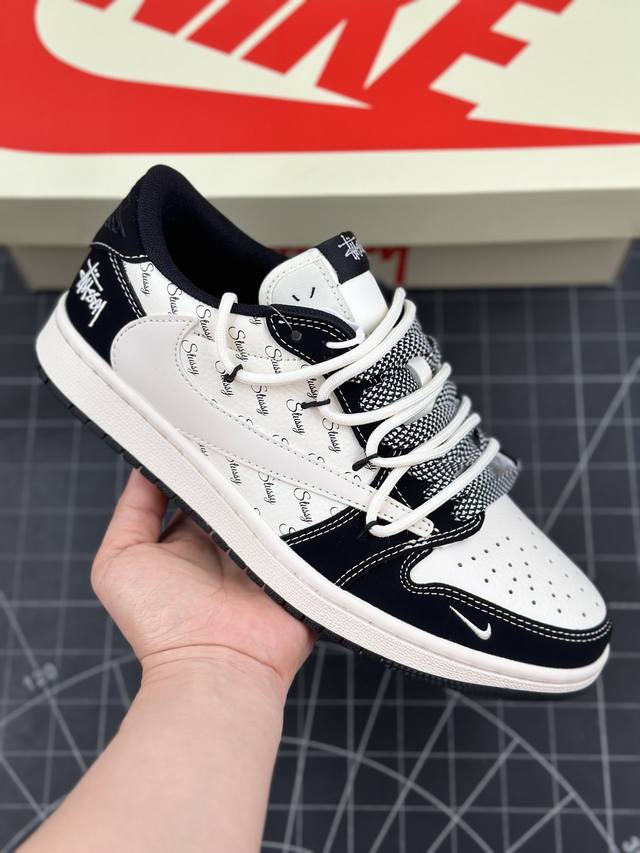 核心私 Travis Scott X Fragment Design X Air Jordan 1 Low Og Sp Aj1 乔1 斯图西联名-英文黑线抽绳