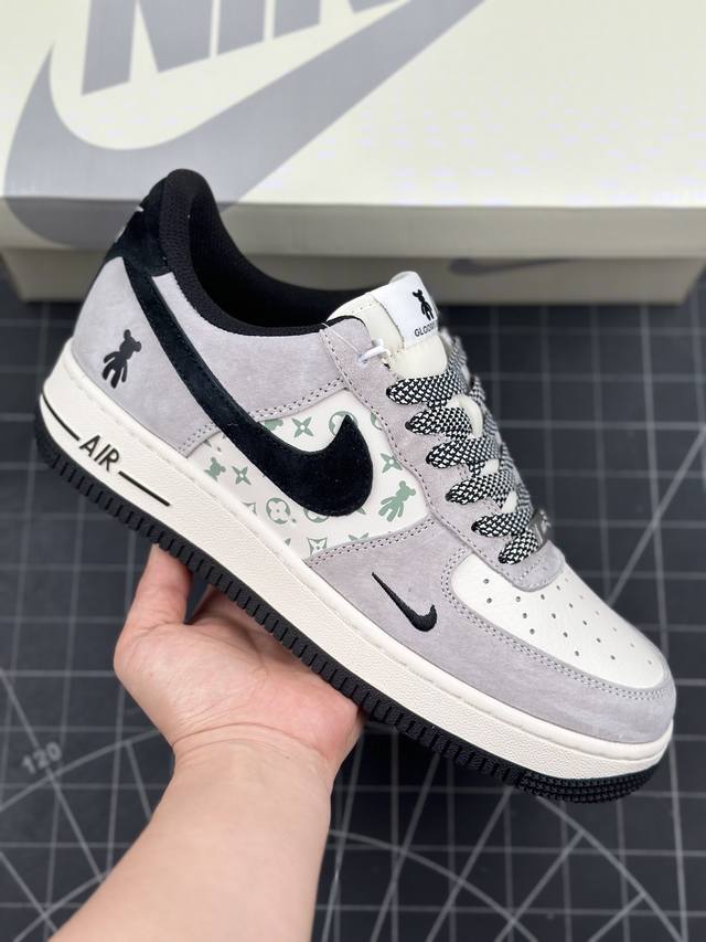 核心私 Nk Air Force 1‘07 Low 暴力熊联名-灰蓝印花 空军一号 低帮休闲板鞋 原楦头原纸板 原装鞋盒 定制五金配件 内置全掌气垫 原厂鞋底