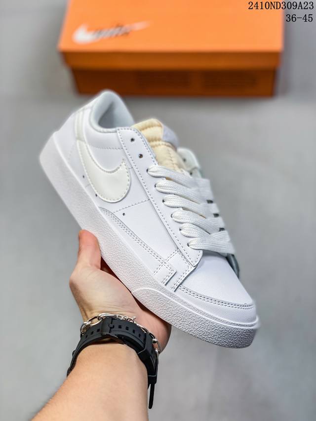 真标NK Blazer Low‘77 Jumbo 经典百搭低帮开拓者休闲运动板鞋 真硫化铝楦制作 原厂布料拼接 独家裁片完美鞋型 台湾进口软感荔枝头层皮 原盒真