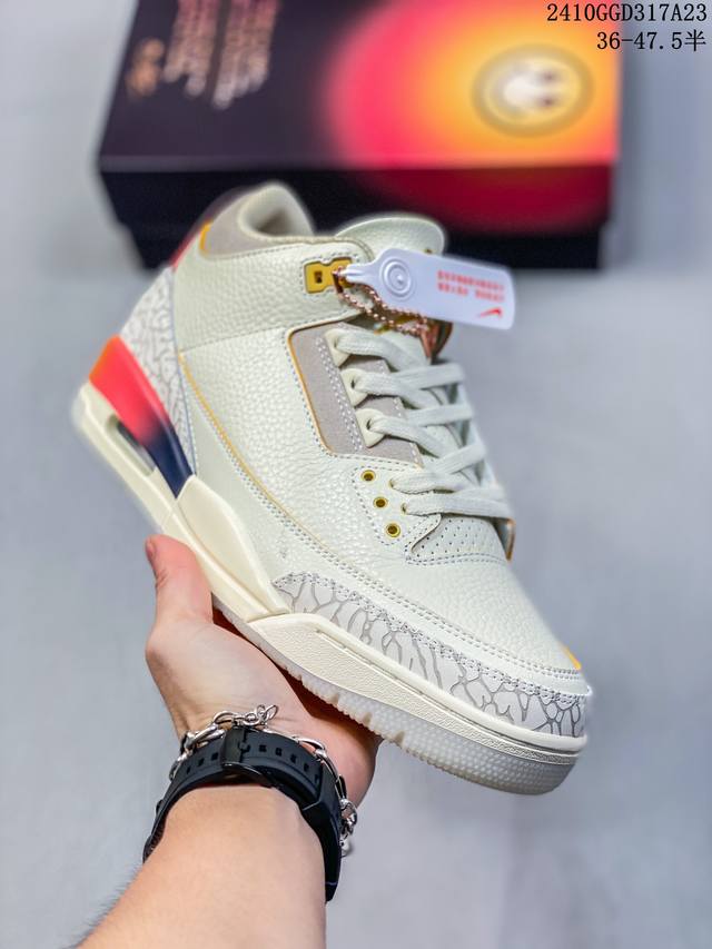 公司级Air Jordan 3 Retro 复刻白水泥 AJ3 乔丹3代 aj3 乔3 经典复刻白水泥 乔丹篮球鞋系列 鞋身以白色为主调，采用优质皮革材质搭配鞋