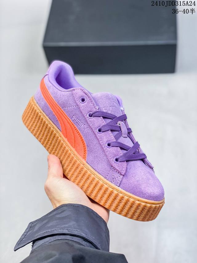 PUMA x FENTY Creeper Phatty 复古单品经典回归 彪马低帮休闲这双继承了Puma最经典的Creeper鞋款的外观蕾哈娜还以赋予了它增大尺