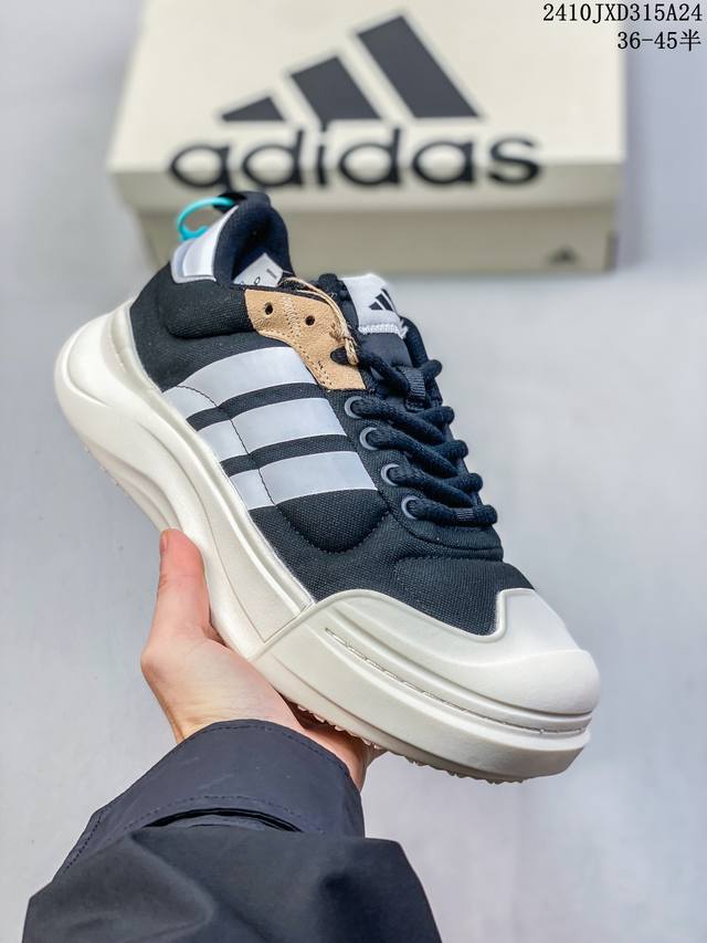 adidas MAXXCOURT SPW 圆头系带 低帮 生活休闲鞋 男女同款 黑白 尺码：36-45半 编码：10JXD315A23