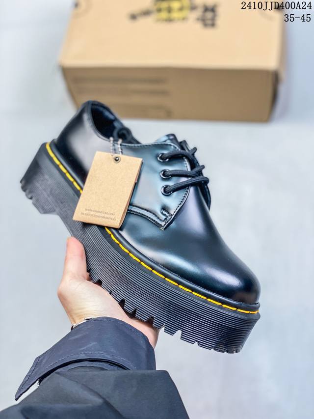 公司级Dr.martens马汀博士 Martens 1461 Smooth Leather Platform系列松糕低帮英伦骑士朋克复古机车厚底粗跟 马丁靴 采