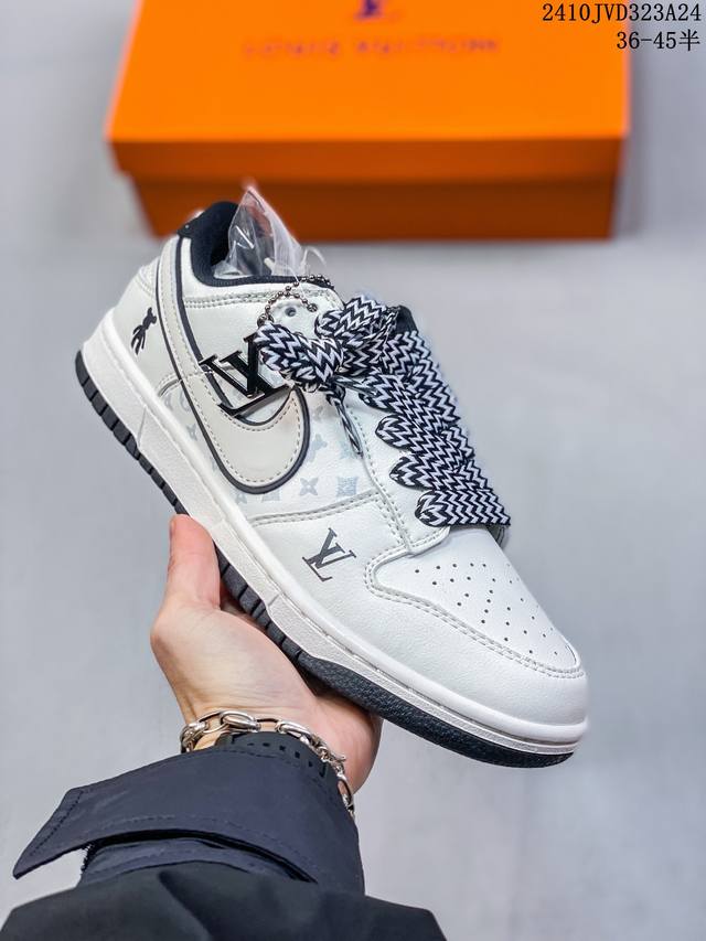 海外爆款限量发售！公司级 Nike SB Dunk Low“LV联名 米黑暴力熊” 夜光 周年高端定制 低帮休闲板鞋 定制鞋盒 大厂纯原品质出货 超高清洁度 皮