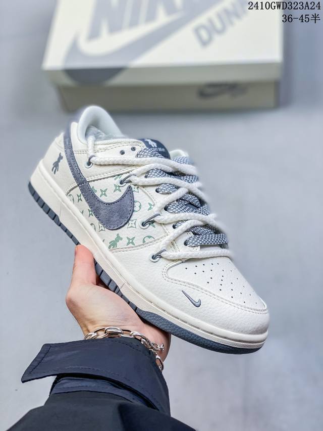 海外爆款限量发售！公司级 Nike SB Dunk Low“暴力熊系列 绑带米色灰勾” 周年高端定制 低帮休闲板鞋 定制鞋盒 大厂纯原品质出货 超高清洁度 皮料