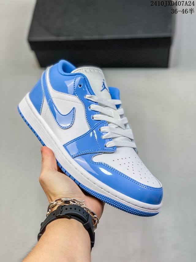 Jordan Air Jordan 1 Low L egend Blue 柔软舒适防滑耐磨低帮复古篮球鞋男女同款蓝色aj1漆皮北卡蓝 货号: FZ2138-11