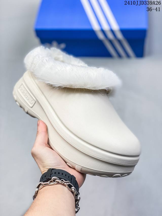 厨师拖鞋加绒保暖 adidas Originals AdiFOM Stan Smith Mule 运动凉鞋穆勒厨师鞋 原鞋开模无明显毛边，欧索莱颗粒防臭透气鞋垫