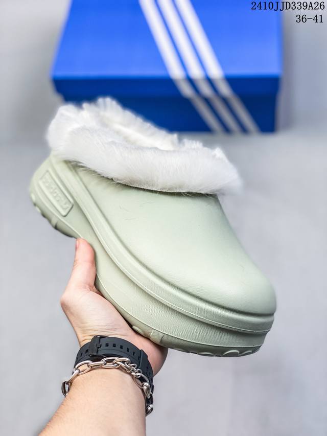 厨师拖鞋加绒保暖 adidas Originals AdiFOM Stan Smith Mule 运动凉鞋穆勒厨师鞋 原鞋开模无明显毛边，欧索莱颗粒防臭透气鞋垫