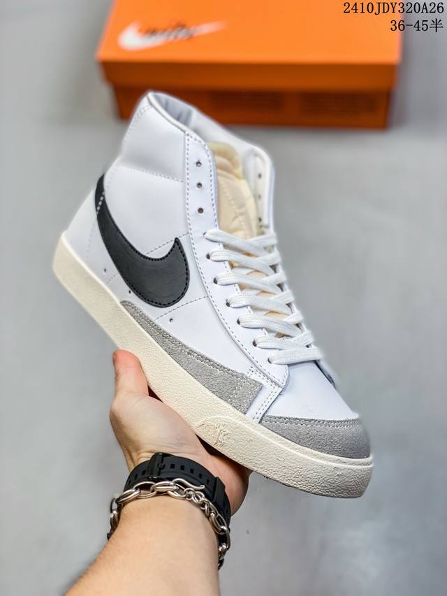 真标NIke Blazer Mid‘77 SUEDE 经典百搭高帮开拓者休闲运动板鞋 货号:DA6364-100 尺码:36 36.5 37.5 38 38.5