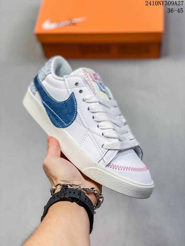 NK Blazer Low‘77 Jumbo 经典百搭低帮开拓者休闲运动板鞋 真硫化铝楦制作 原厂布料拼接 独家裁片完美鞋型 台湾进口软感荔枝头层皮 原盒真标