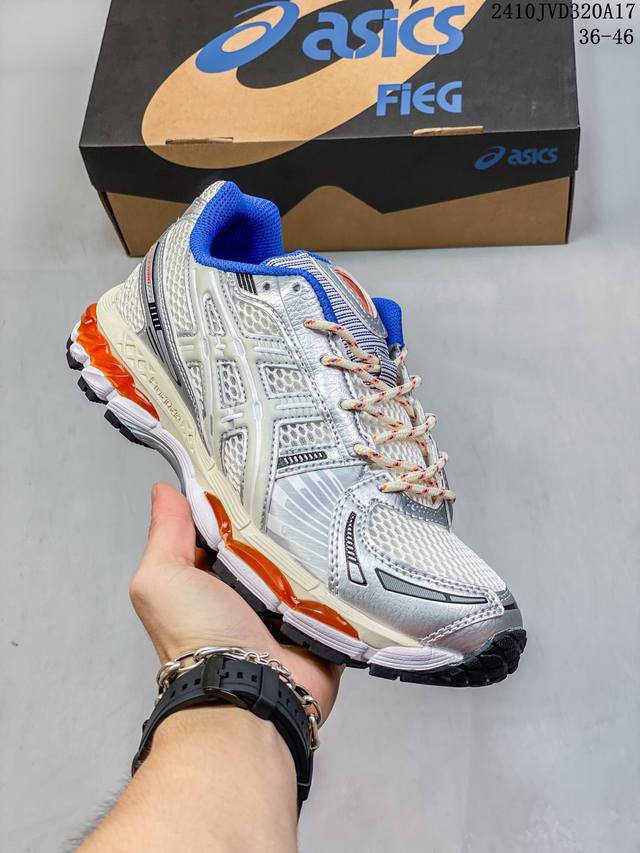 公司级Asics Gel-Kayano 12.1公司级版本 银灰绿 亚瑟士运动休闲透气专业跑鞋 采用工程弹性双层再生针织密度鞋面材质 后跟3D可视GEL缓震乳胶