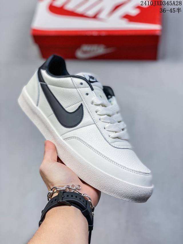 公司级36-45半码 耐克板鞋 复古板鞋J.Crew x Nike 联名 Killshot II Leather 男女休闲复古运动鞋。采用米白色皮革制作鞋身，大