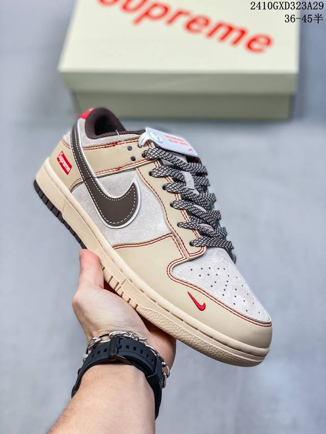 海外爆款限量发售！公司级 Nike SB Dunk Low“SUP联名 做旧黑勾” 周年高端定制 低帮休闲板鞋 定制鞋盒 大厂纯原品质出货 超高清洁度 皮料切割