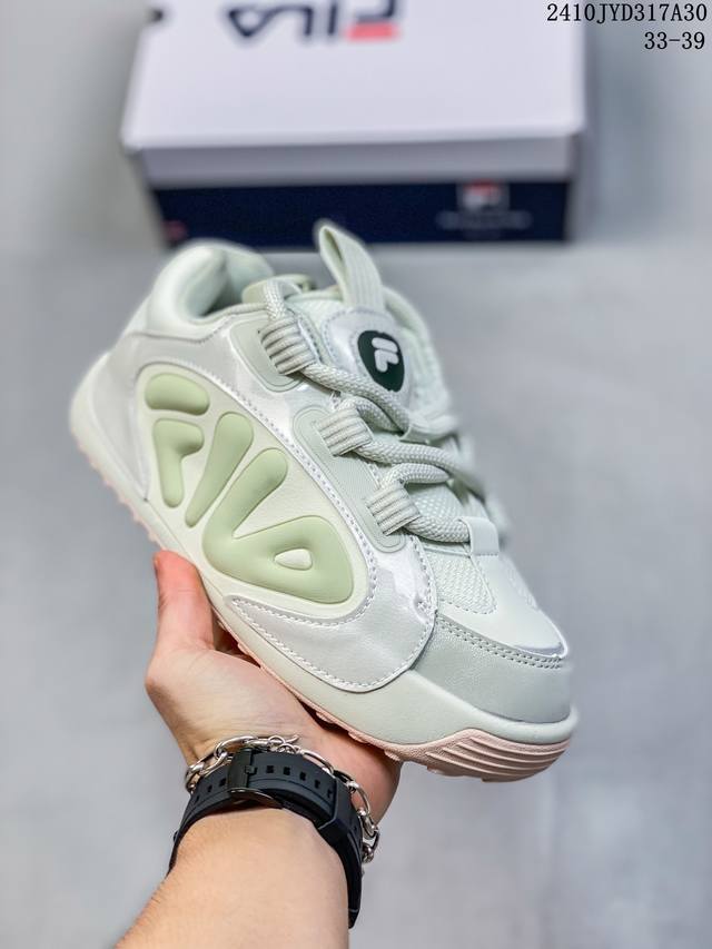 FILA KIDS 舒适百搭耐磨低帮儿童板鞋浅绿青少年 尺码：33-39 编码：10JYD317A30