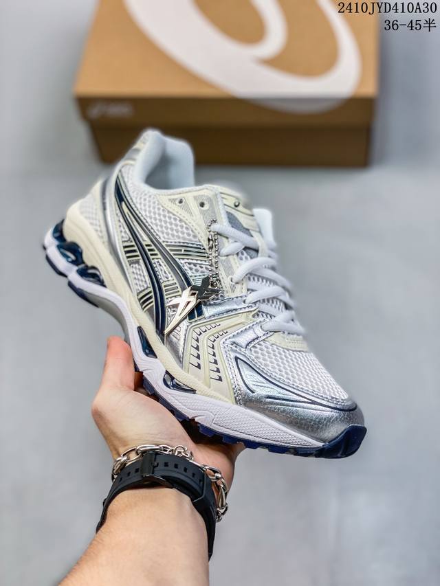 亚瑟士 Asics Gel-Kayano 14 公司级版本运动休闲透气专业缓震慢跑鞋。采用工程弹性双层再生网格密度鞋面材质，后跟3D可视GEL缓震乳胶物料，升级